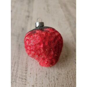 Vintage glass strawberry fruit ornament glitter Xmas tree